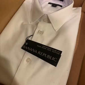 Banana Republic White Slim-Fit Dress Shirt